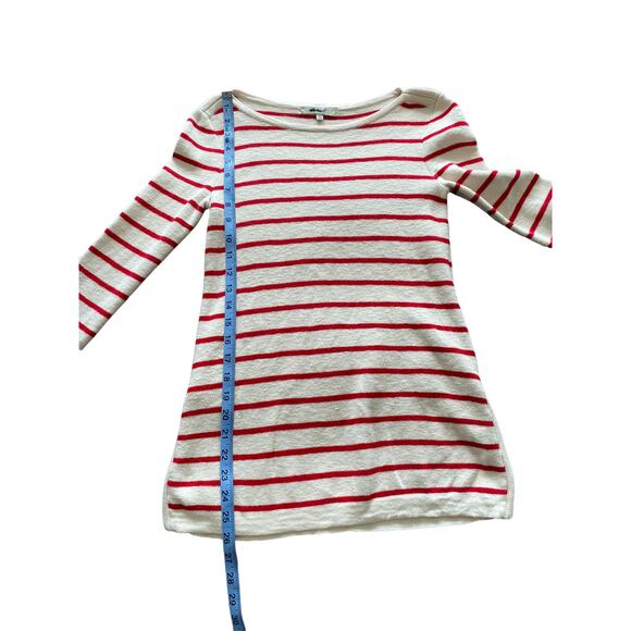Madewell Seaside Side-Zip Red Cream Striped Cotton Crewneck Sweater Size XS - Picture 10 of 10